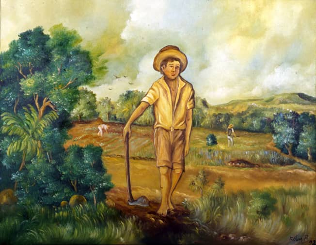 Tillum Bernard, Le petit planteur, 1992, huile sur toile, 57 x 45 cm